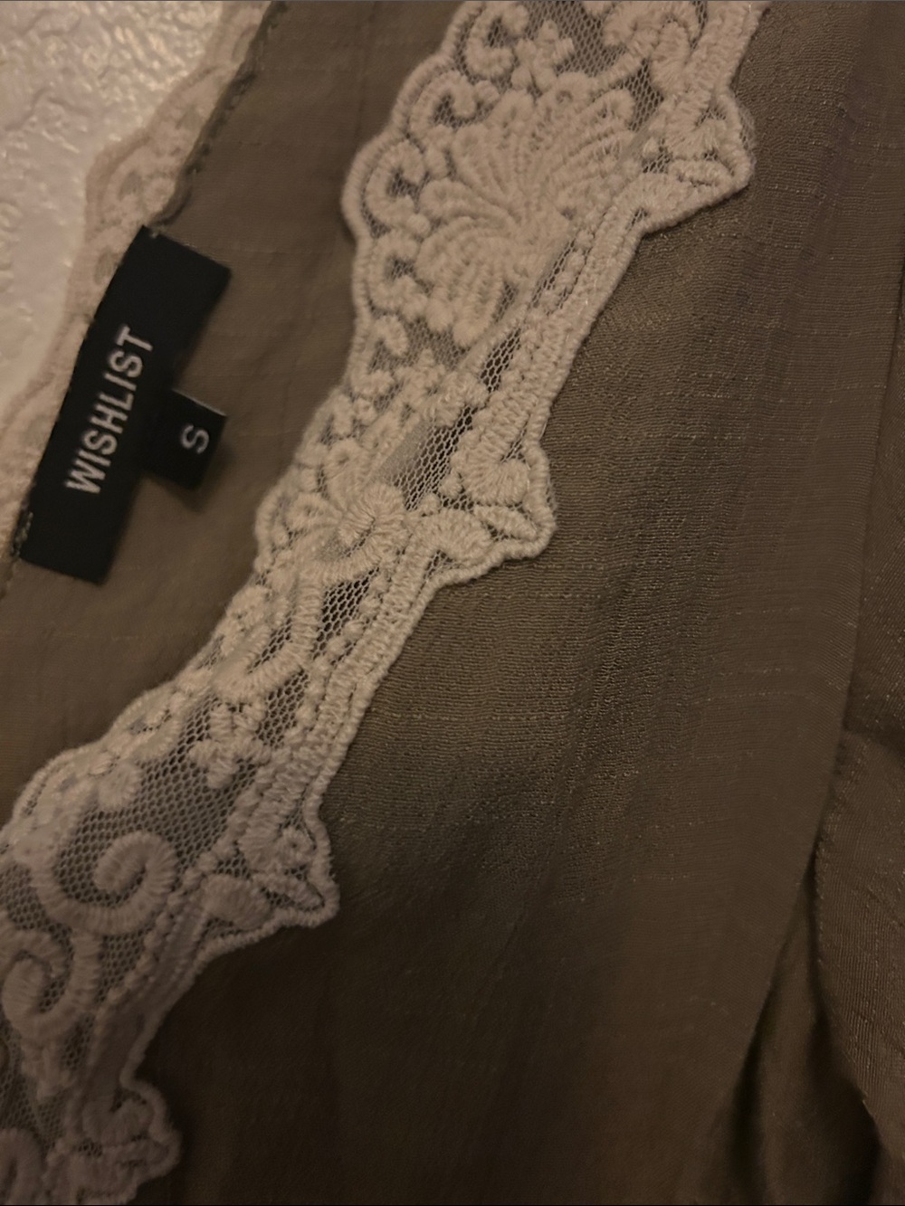 Wishlist Olive Green Maxi Dress with Cream Lace Trim - Picture 5 of 6